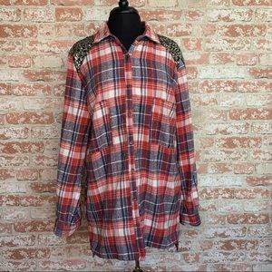 Dee Elle Red and Blue Plaid Button Down Shirt